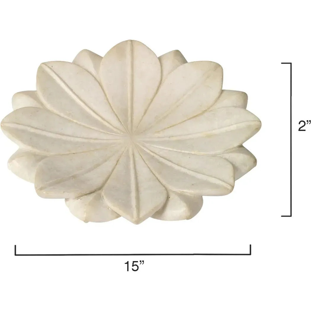 Coastal Style White Marble Lotus Plate