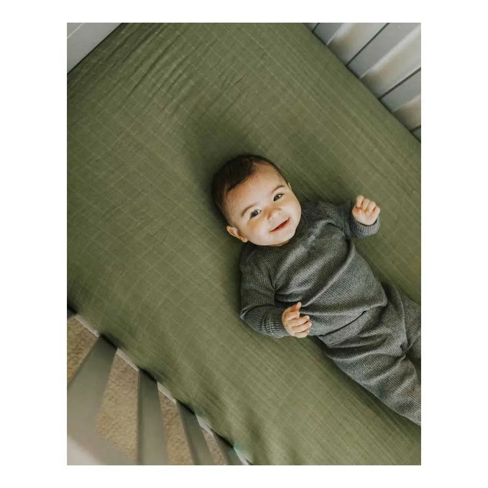 Cotton Muslin Fitted Cot Sheet – Fern