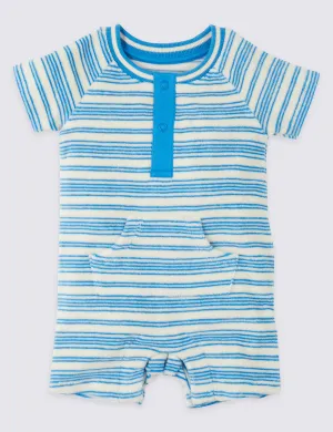 Cotton Rich Striped Towelling Romper