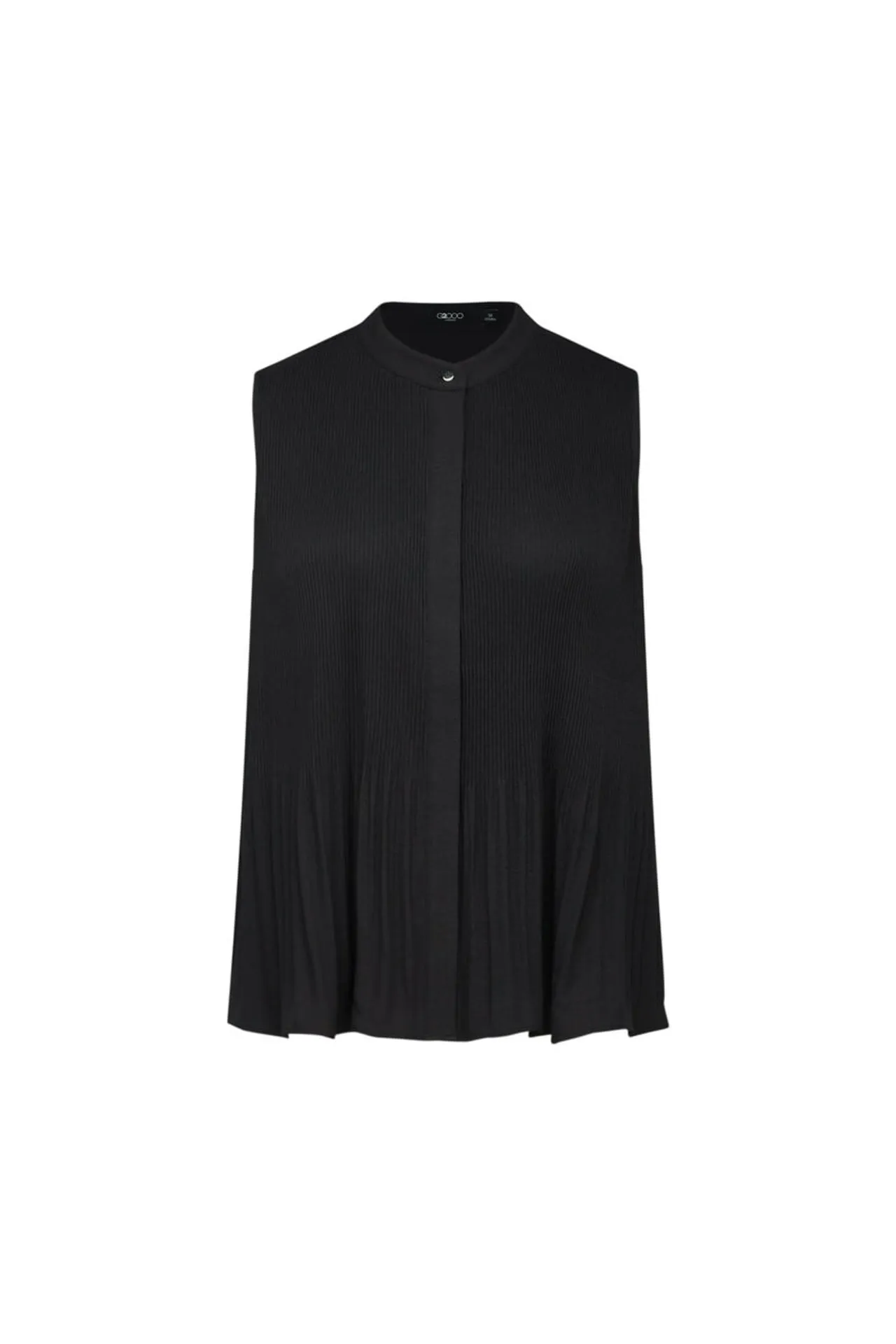 Crepe Pleated Stand Collar Blouse