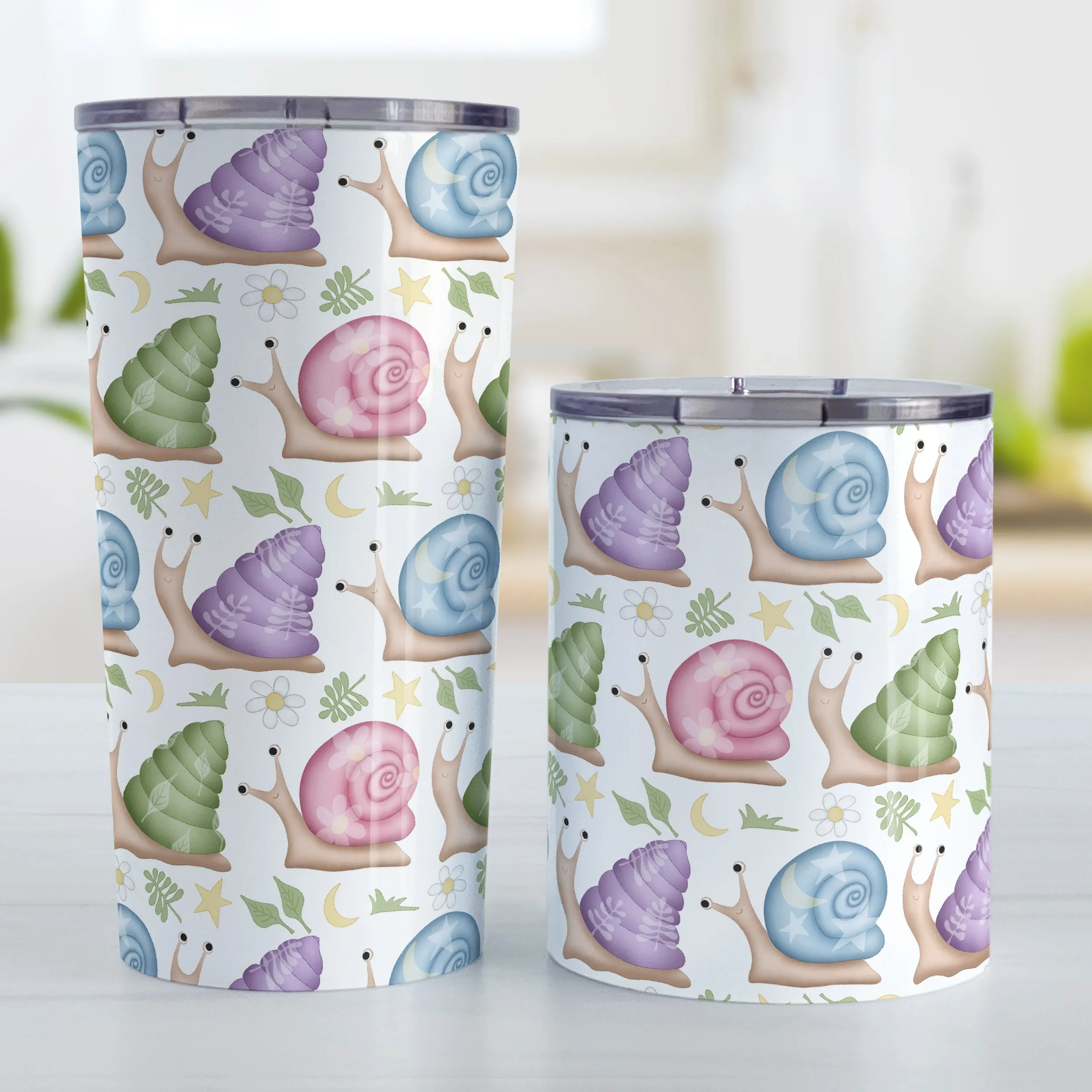 Cute Spring Summer Snails Pattern Tumbler Cup