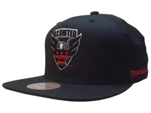 D.C. United Mitchell & Ness Black Nylon Structured Flat Bill Snapback Hat Cap