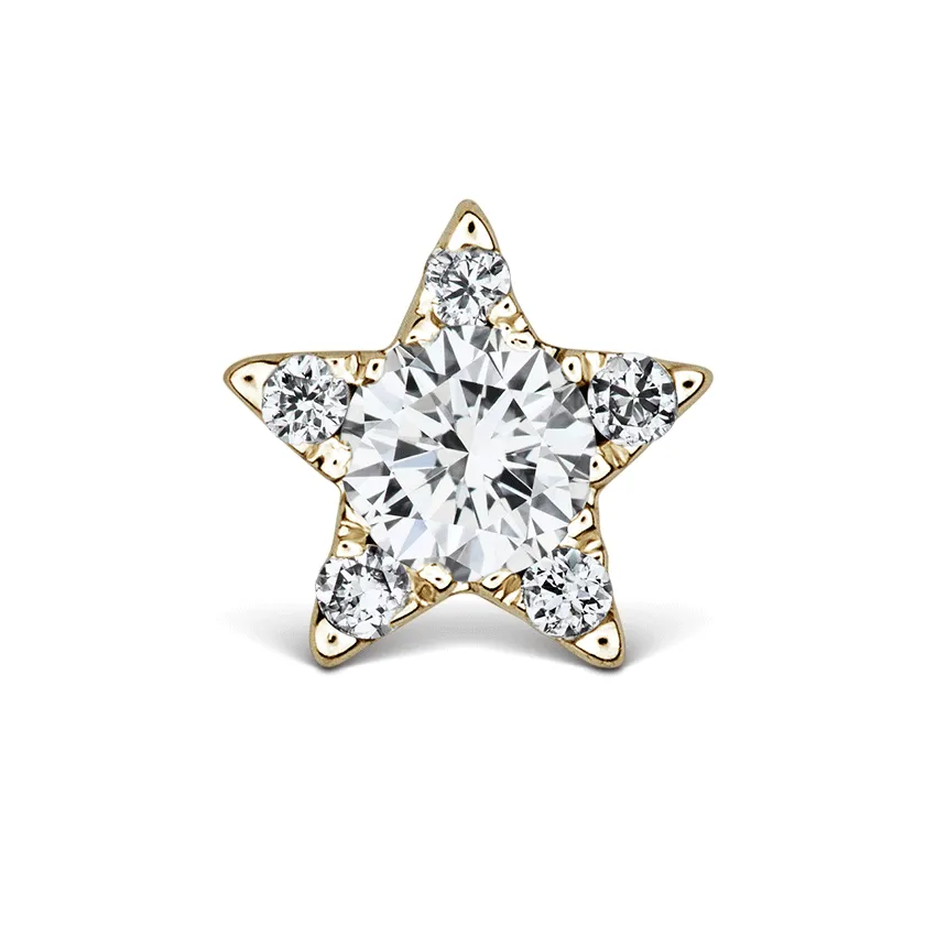 Diamond Star Earring by Maria Tash in 14K Yellow Gold. Flat Stud.