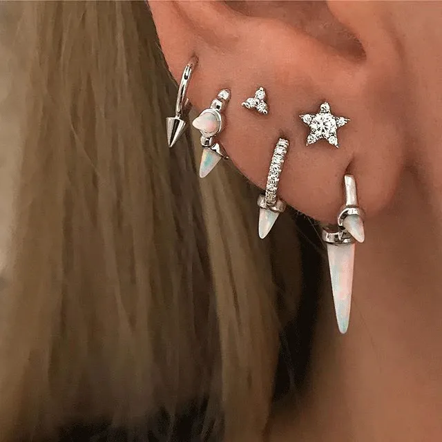 Diamond Star Earstud by Maria Tash in 18K White Gold. Butterfly Stud.