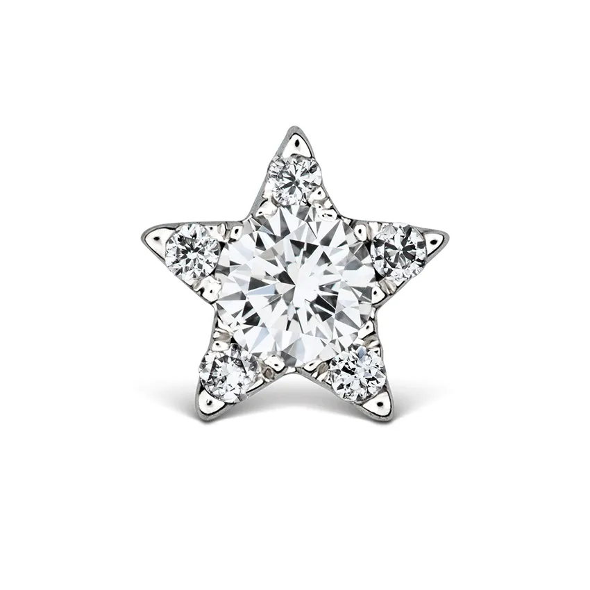 Diamond Star Earstud by Maria Tash in 18K White Gold. Butterfly Stud.