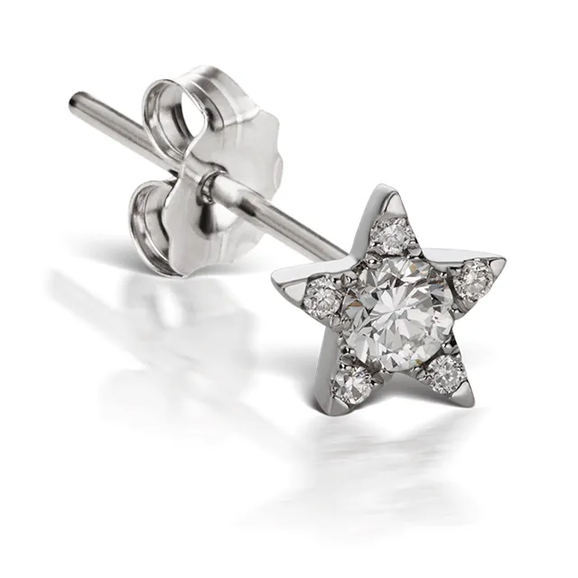 Diamond Star Earstud by Maria Tash in 18K White Gold. Butterfly Stud.