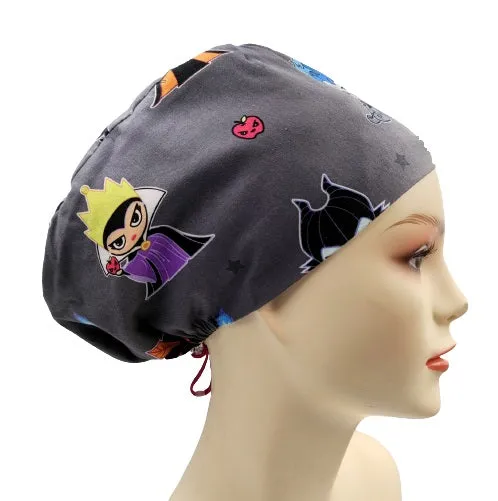 Disney Villains Cute Lineup Euro Scrub Cap Doctor Hospital Surgical ODP Vet