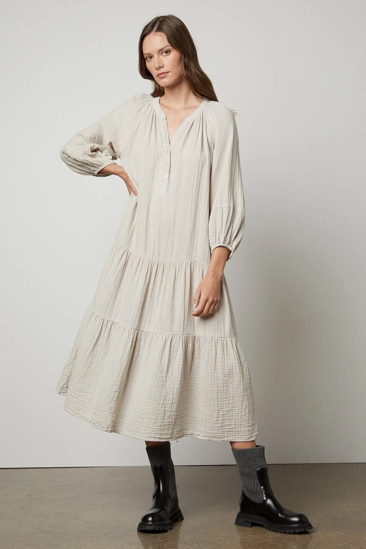 DIXON COTTON GAUZE TIERED DRESS