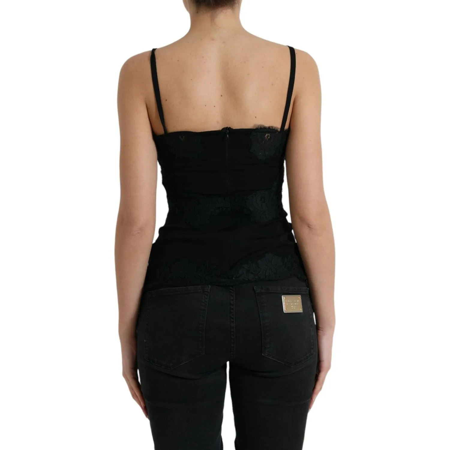 Dolce & Gabbana Elegant Black Silk Lace Tank Top