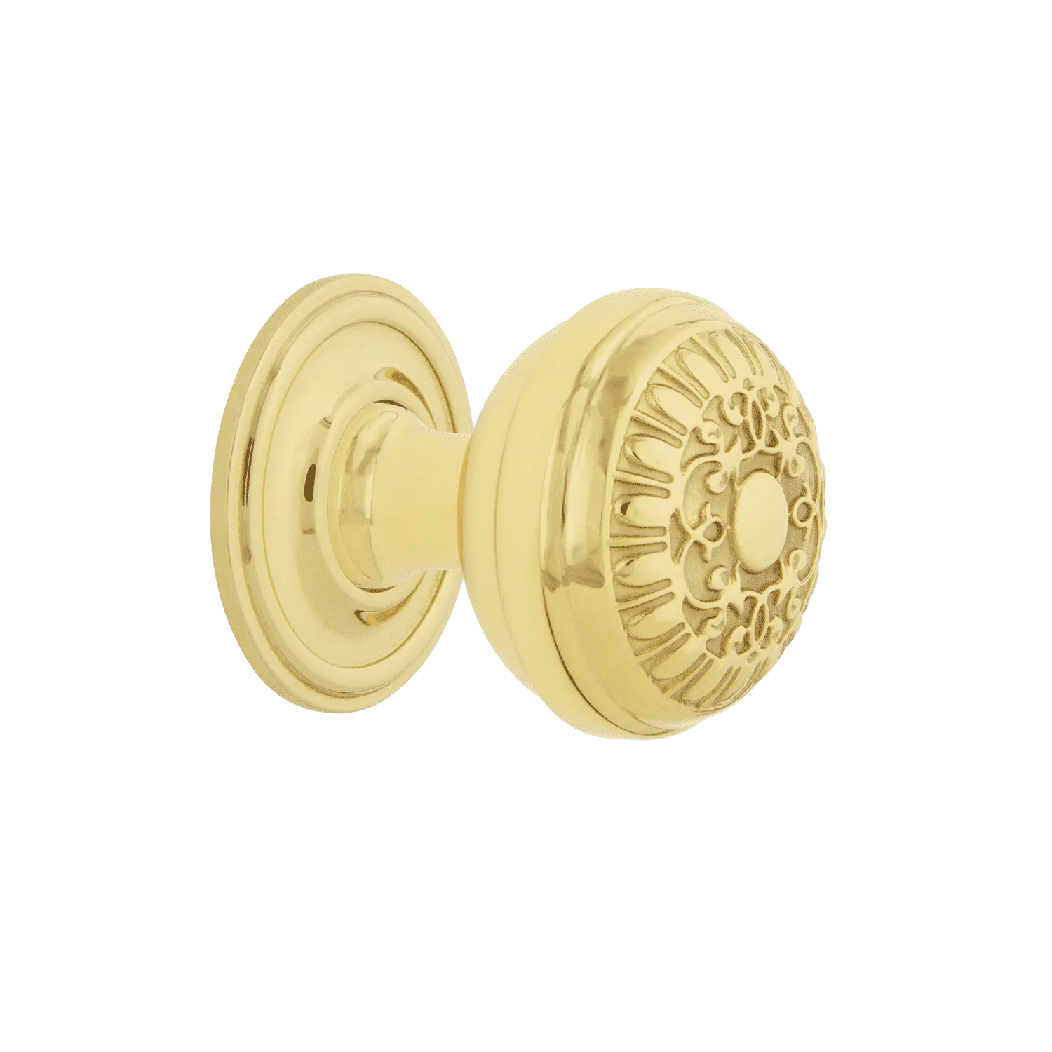 Egg And Dart Brass 1 3/8" Cabinet Knob with Classic Rose in Unlacquered Brass