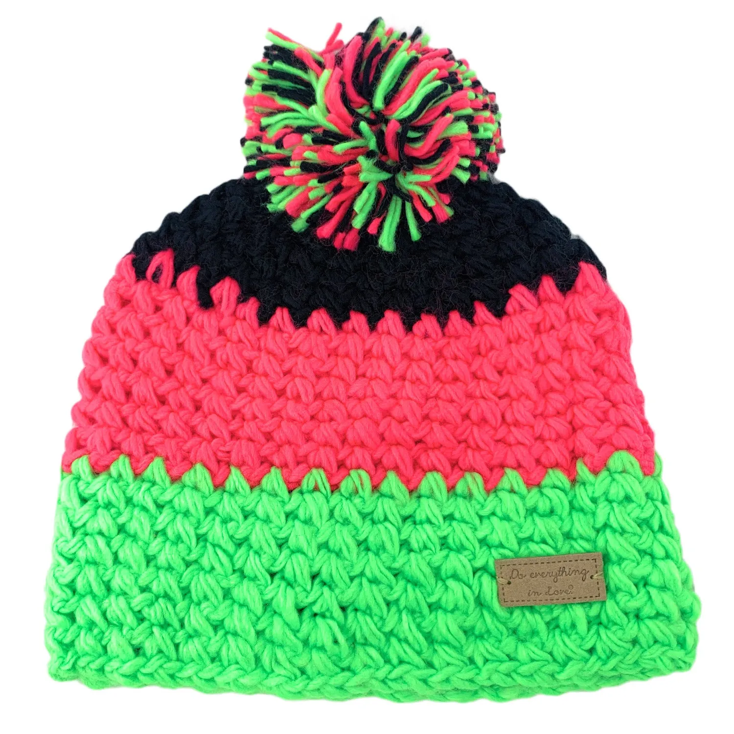 Empire Cove Winter Tri-Color Knit Beanie with Pom Pom