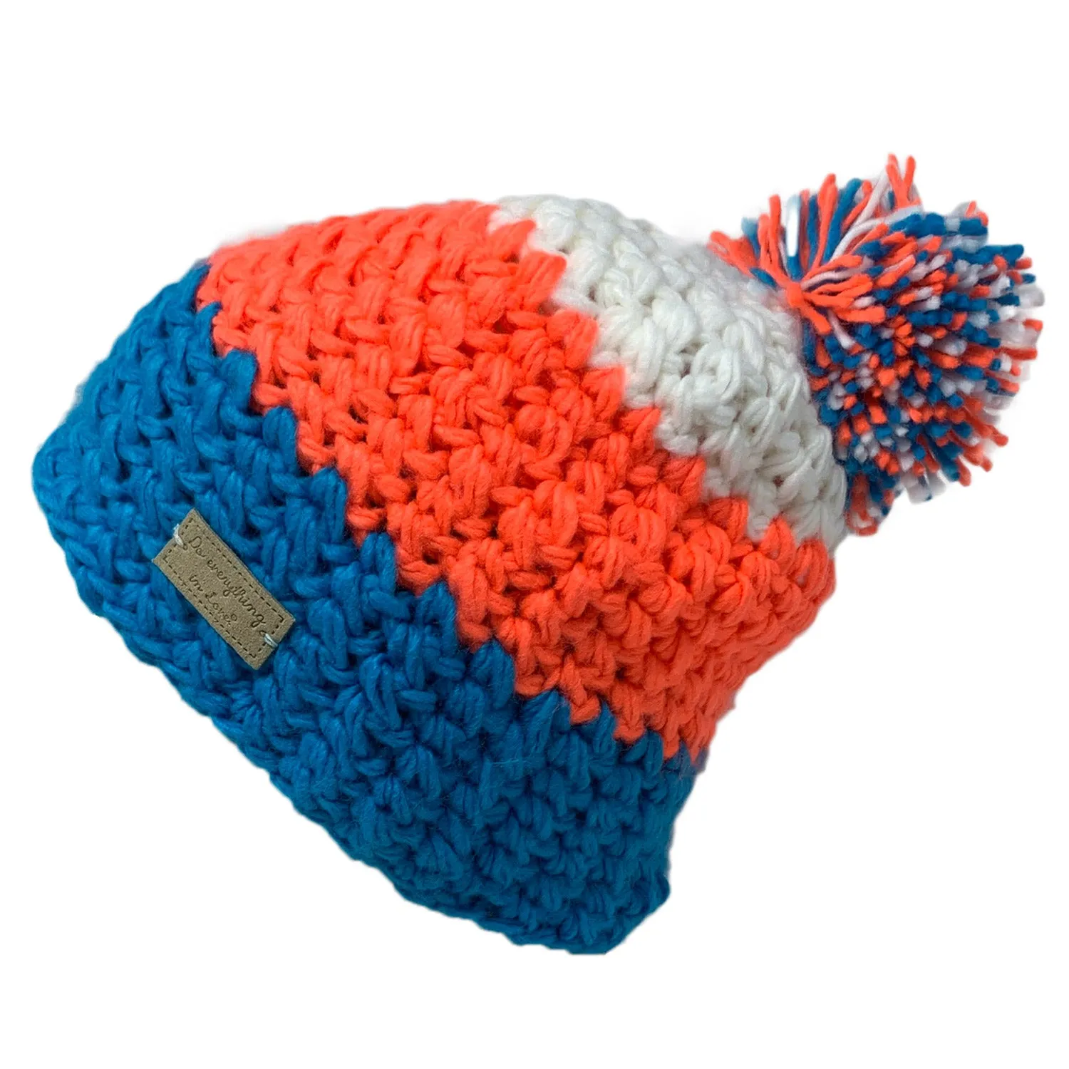 Empire Cove Winter Tri-Color Knit Beanie with Pom Pom