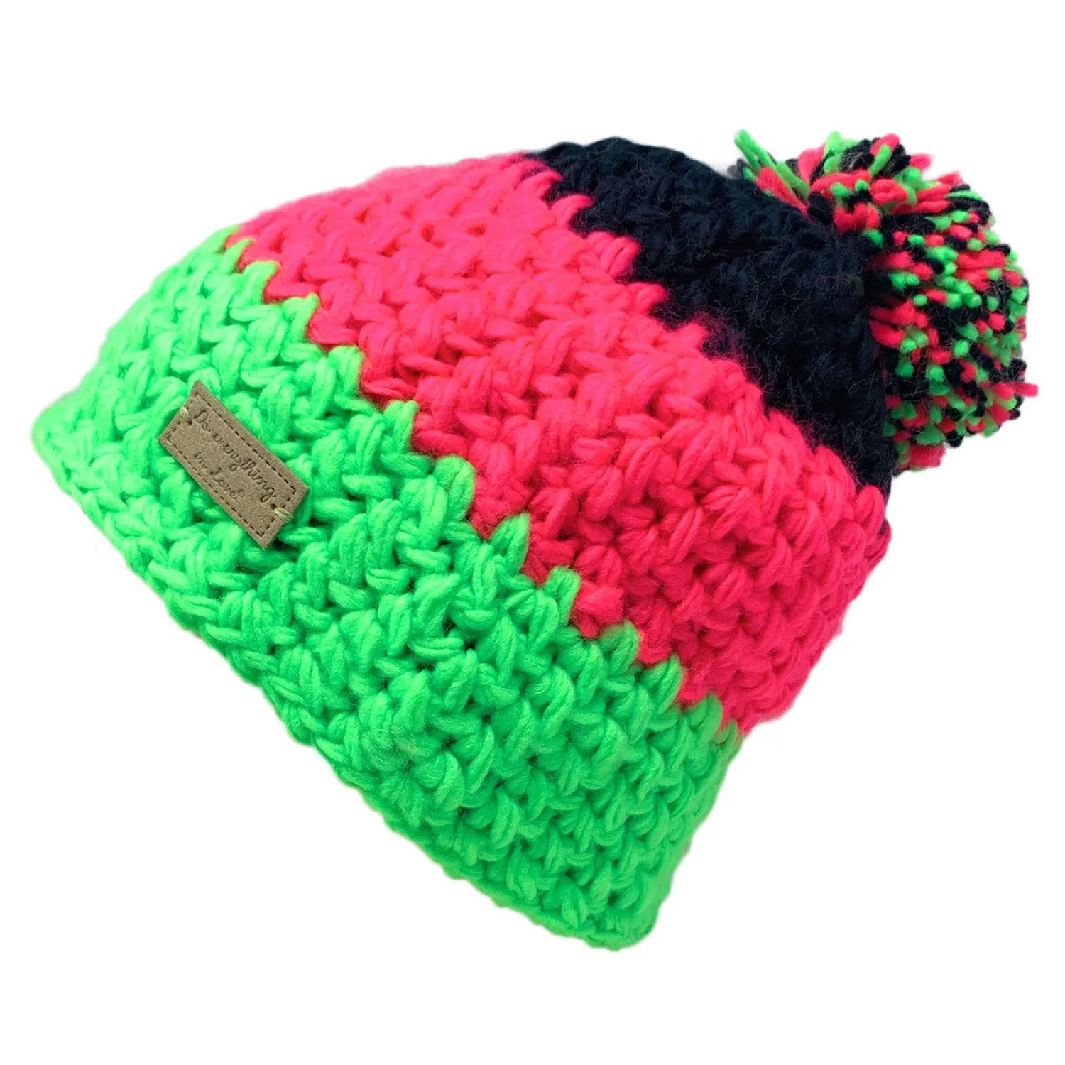 Empire Cove Winter Tri-Color Knit Beanie with Pom Pom