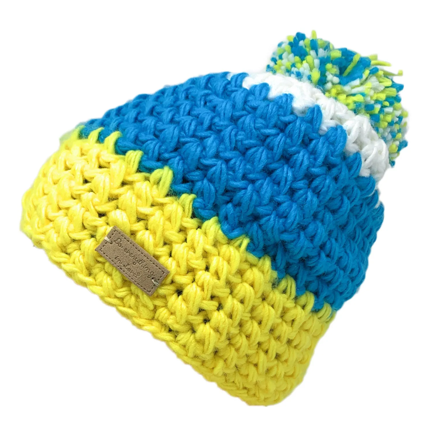 Empire Cove Winter Tri-Color Knit Beanie with Pom Pom