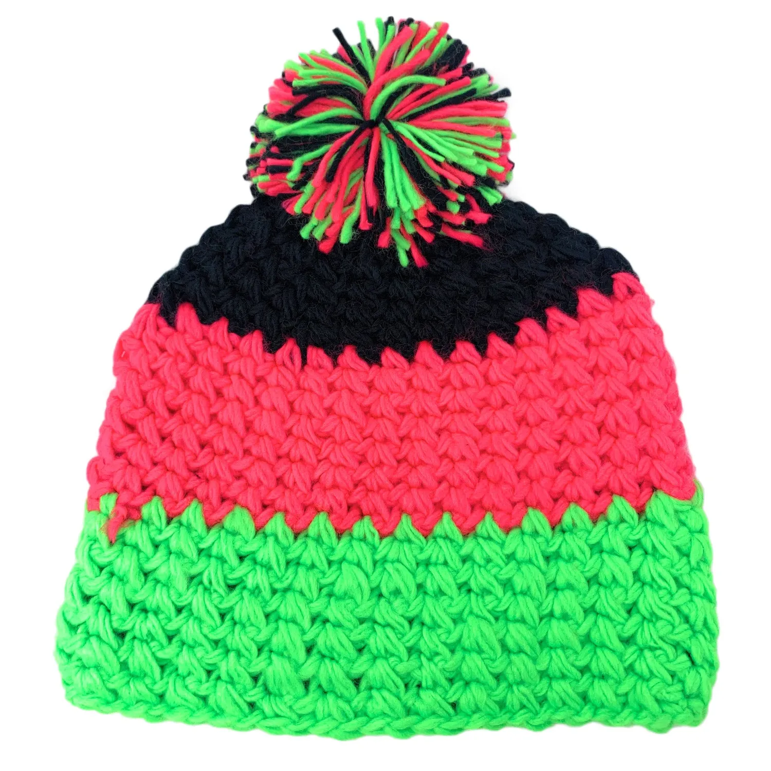 Empire Cove Winter Tri-Color Knit Beanie with Pom Pom