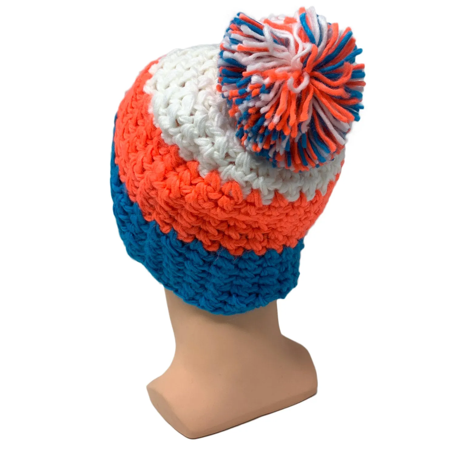 Empire Cove Winter Tri-Color Knit Beanie with Pom Pom