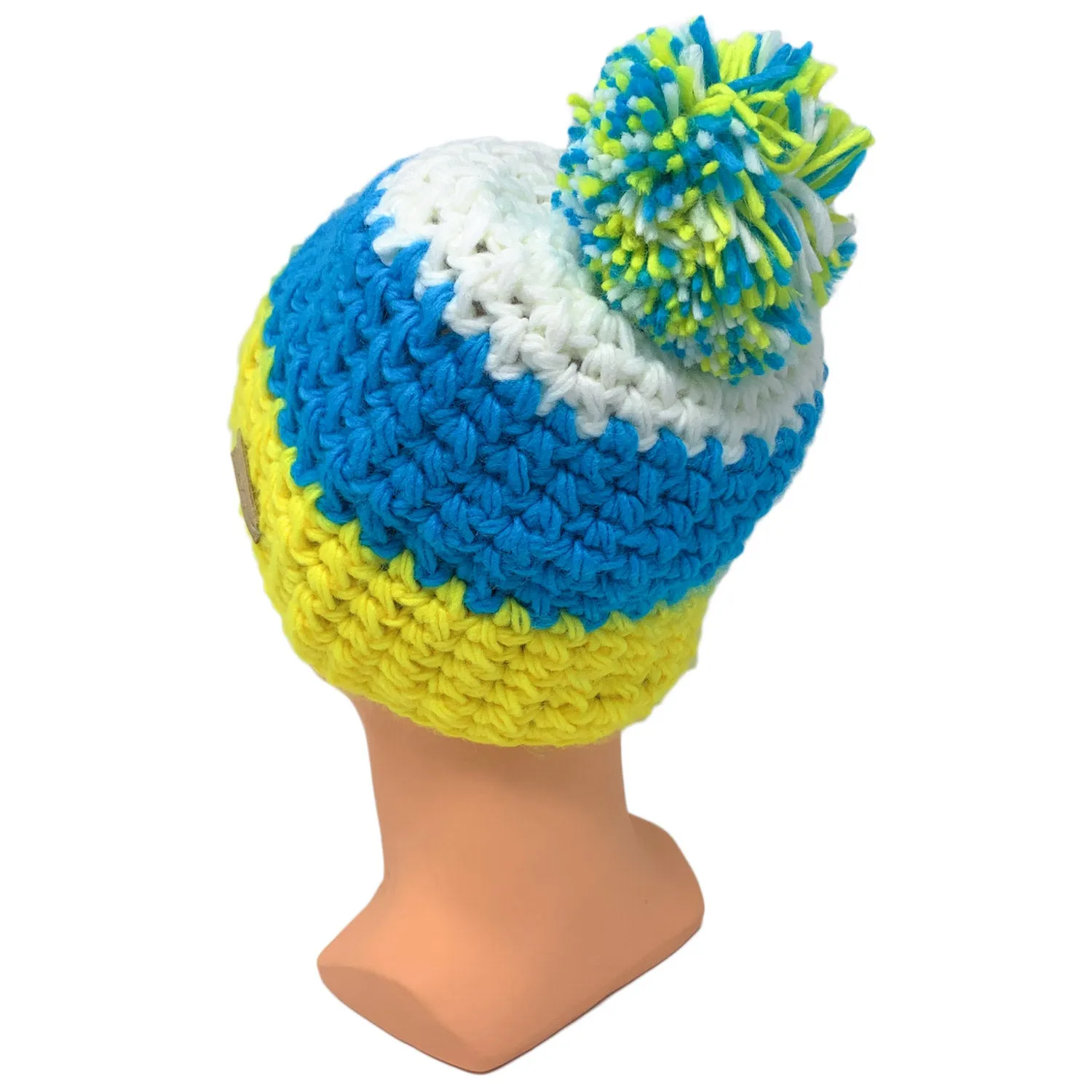 Empire Cove Winter Tri-Color Knit Beanie with Pom Pom