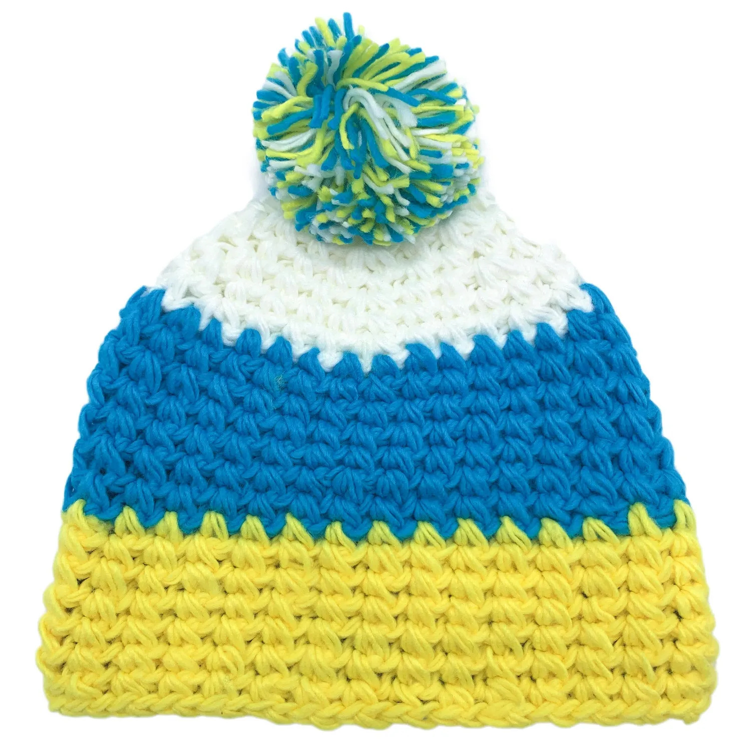 Empire Cove Winter Tri-Color Knit Beanie with Pom Pom