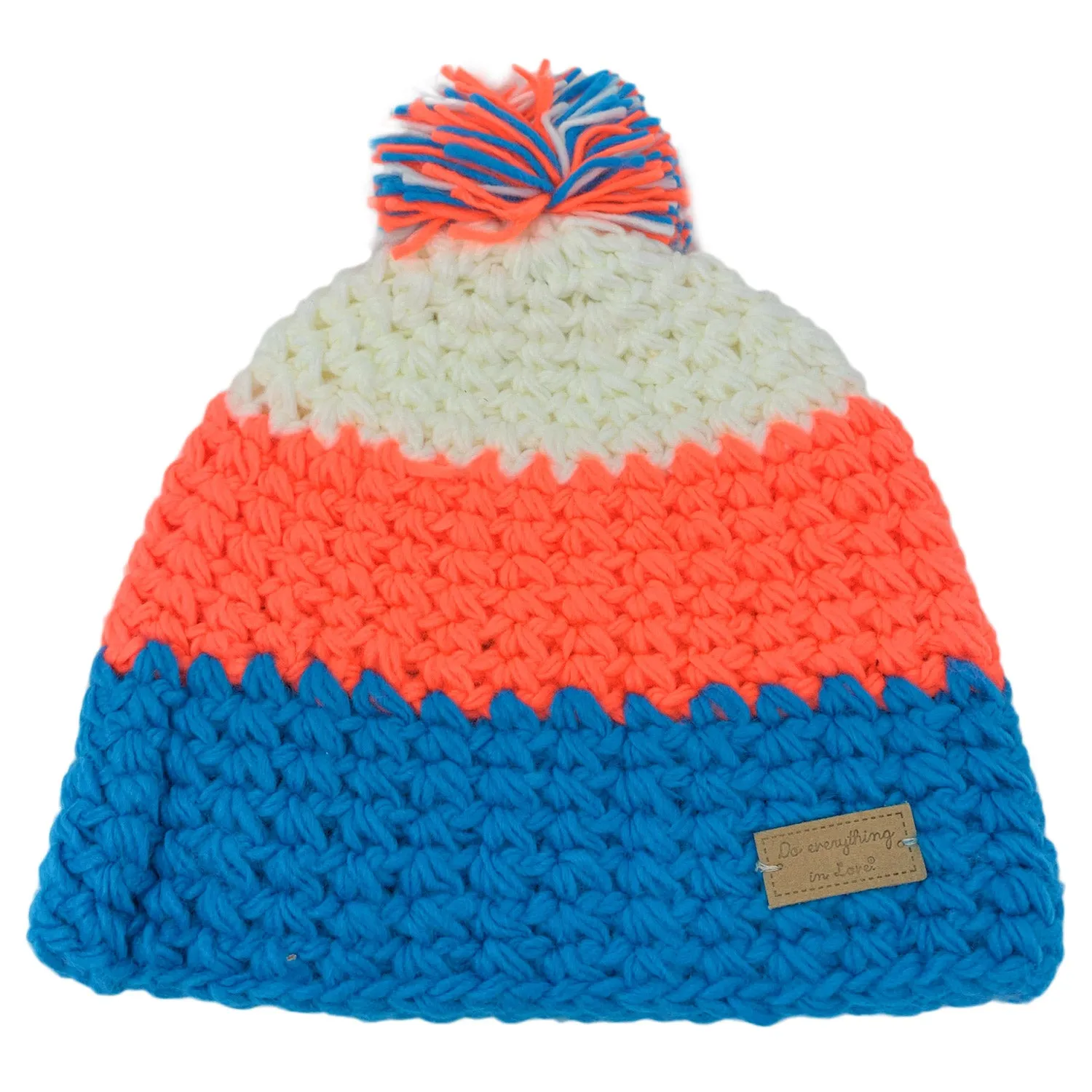 Empire Cove Winter Tri-Color Knit Beanie with Pom Pom