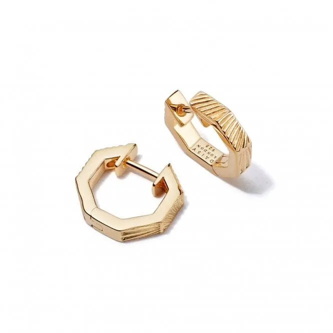 Estee Lalonde Octagonal Huggie Hoops 18ct Gold Plated Earrings ELE13_GP