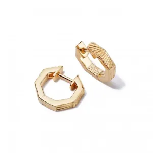 Estee Lalonde Octagonal Huggie Hoops 18ct Gold Plated Earrings ELE13_GP