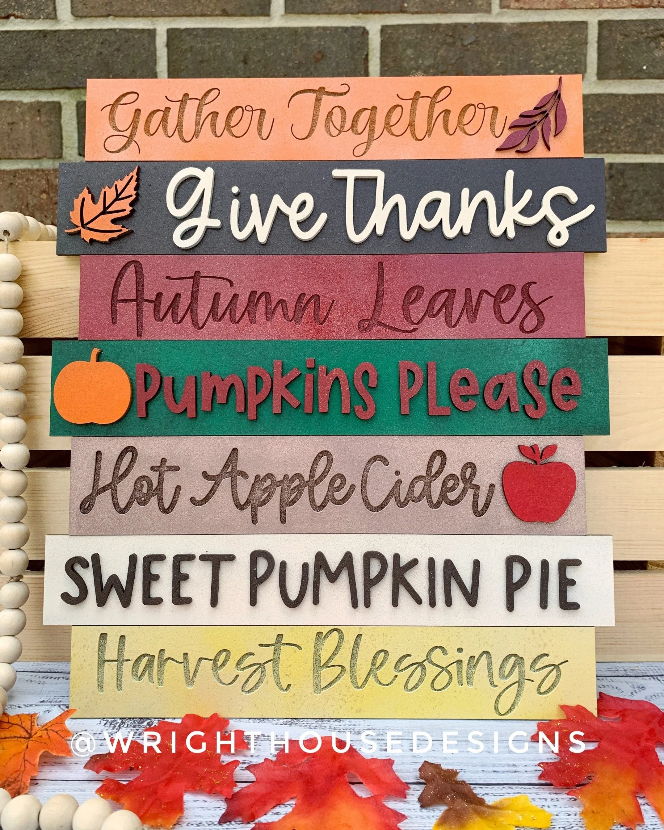 Fall Thanksgiving Bucket List Stacked Sign Bundle - Seasonal Wall Decor and DIY Kits - Cut File For Glowforge Lasers - Digital SVG File