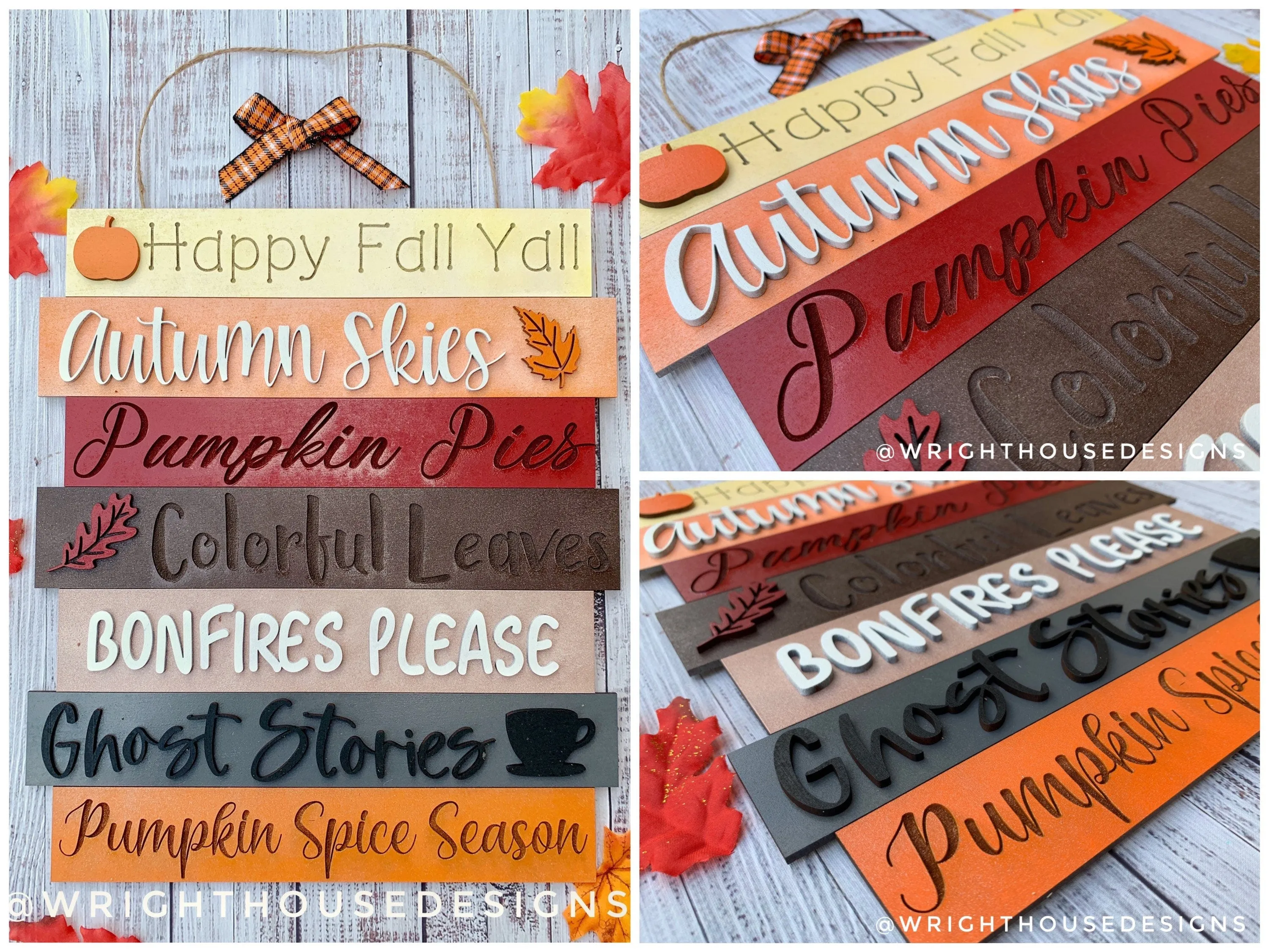 Fall Thanksgiving Bucket List Stacked Sign Bundle - Seasonal Wall Decor and DIY Kits - Cut File For Glowforge Lasers - Digital SVG File