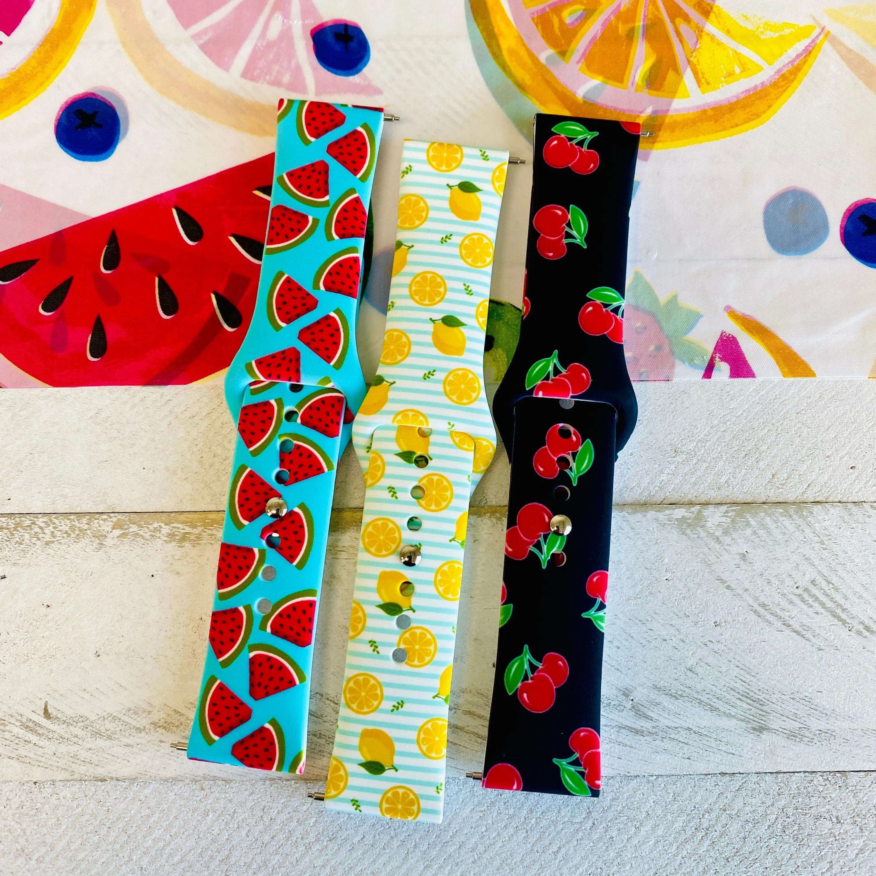 Fancy Fruit Print Silicone Band For Fitbit Versa 1/2 Multiple Colors Available