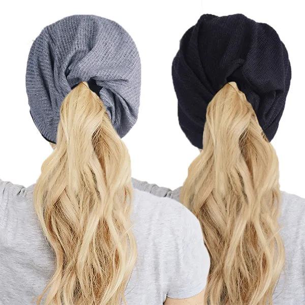 FORBUSITE Women Ponytail Beanie Hats for Summer Thin Multifunction