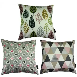 Geometric Blush Pink Cushion 43cm x 43cm Set of 3