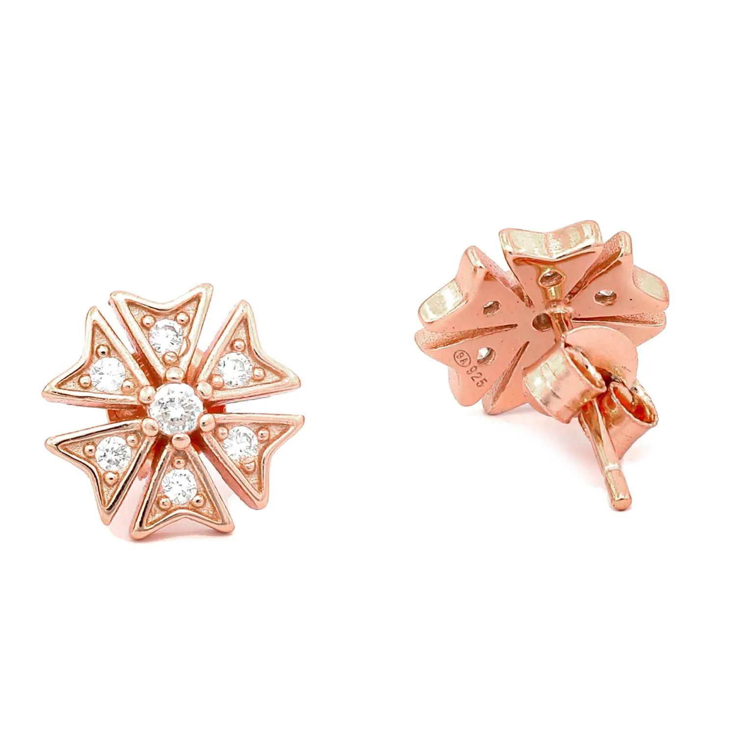 Geometric Goodness Rose Gold 925 Silver Stud Earrings