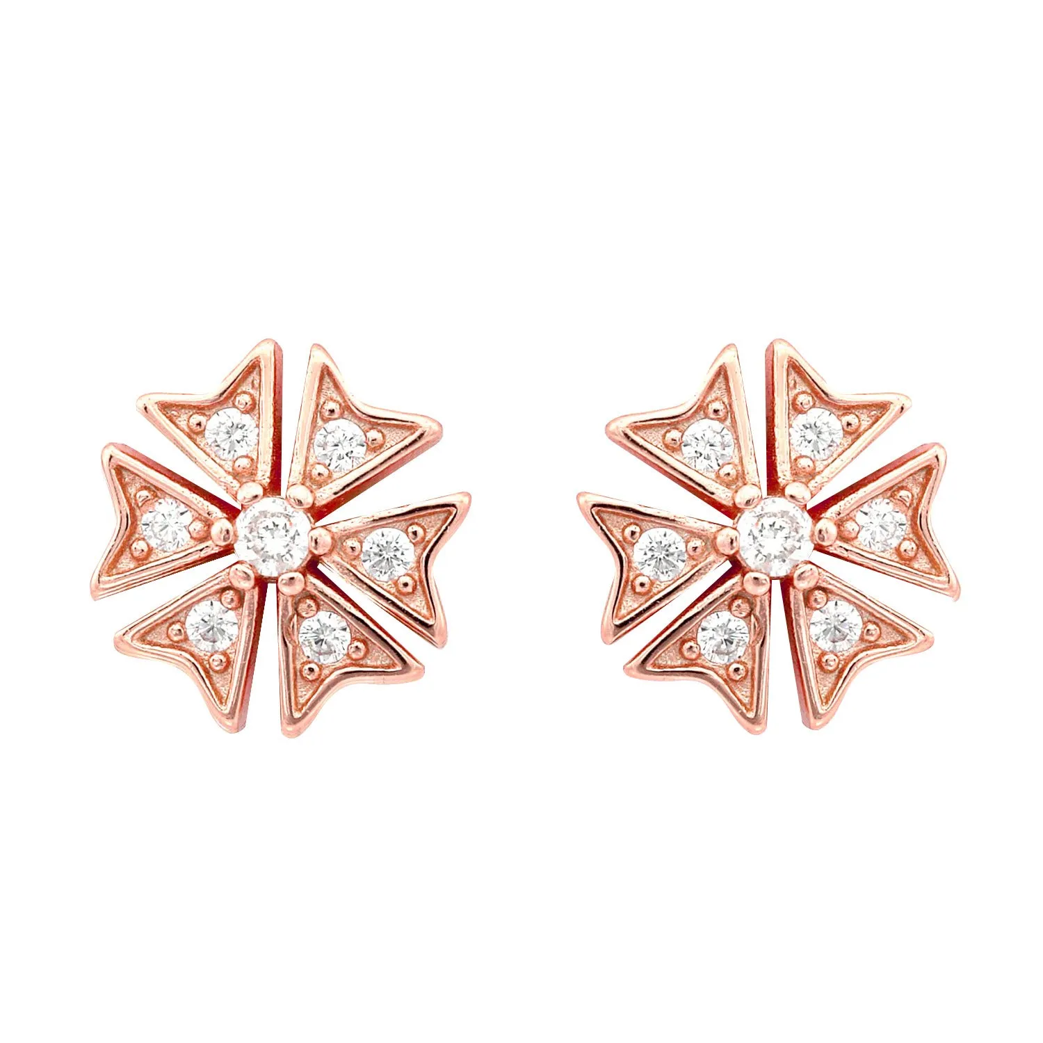 Geometric Goodness Rose Gold 925 Silver Stud Earrings