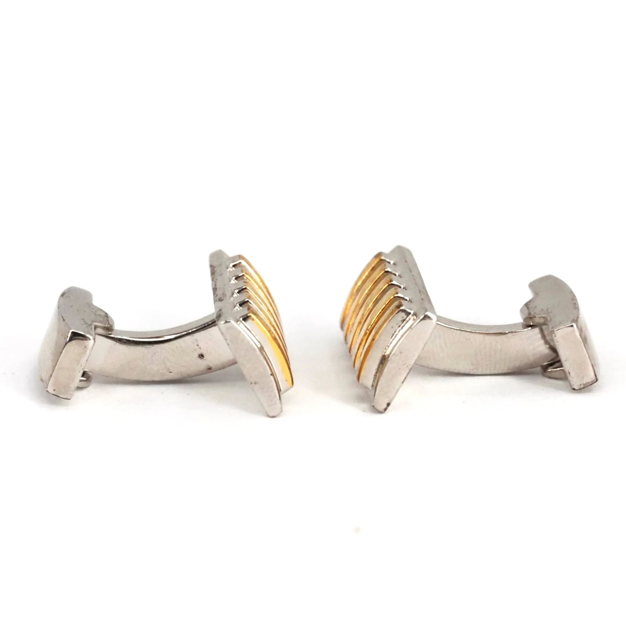 Gold Bar Silver background Rectangle Cufflinks (Online Exclusive)