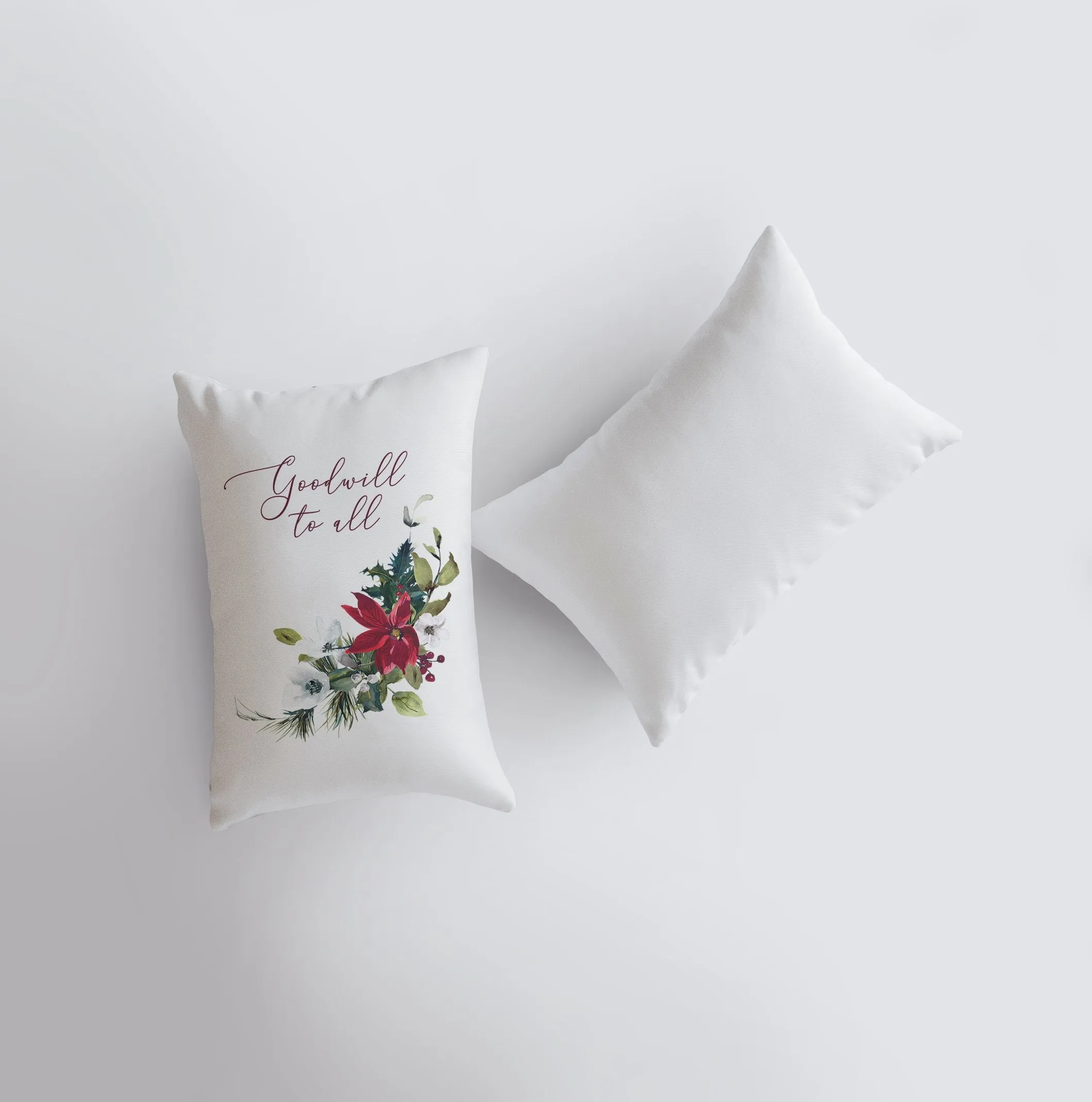 Goodwill to All | Christmas Poinsettia | Throw Pillow Cover |