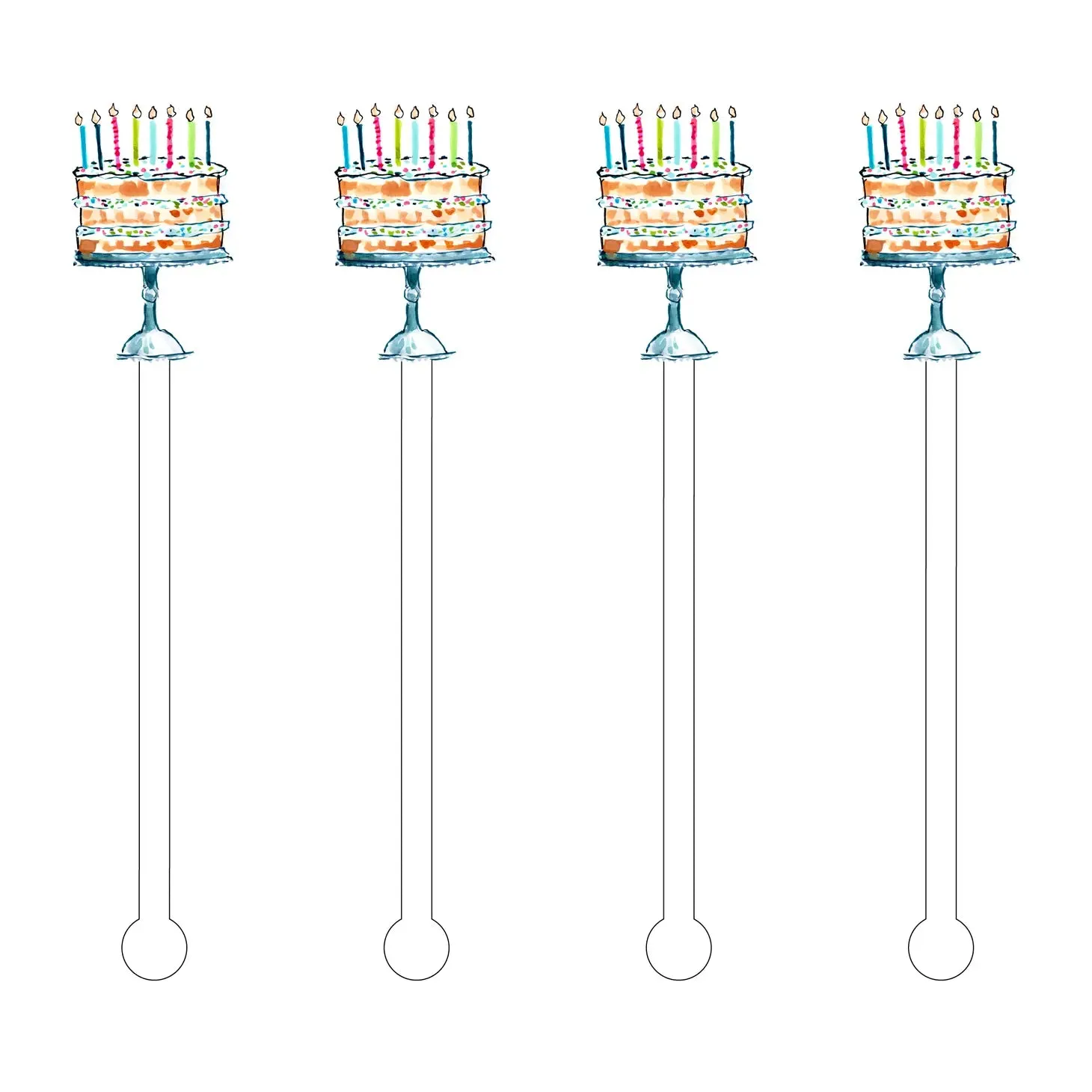 Happy Birthday Confetti Cake Acrylic Stir Sticks