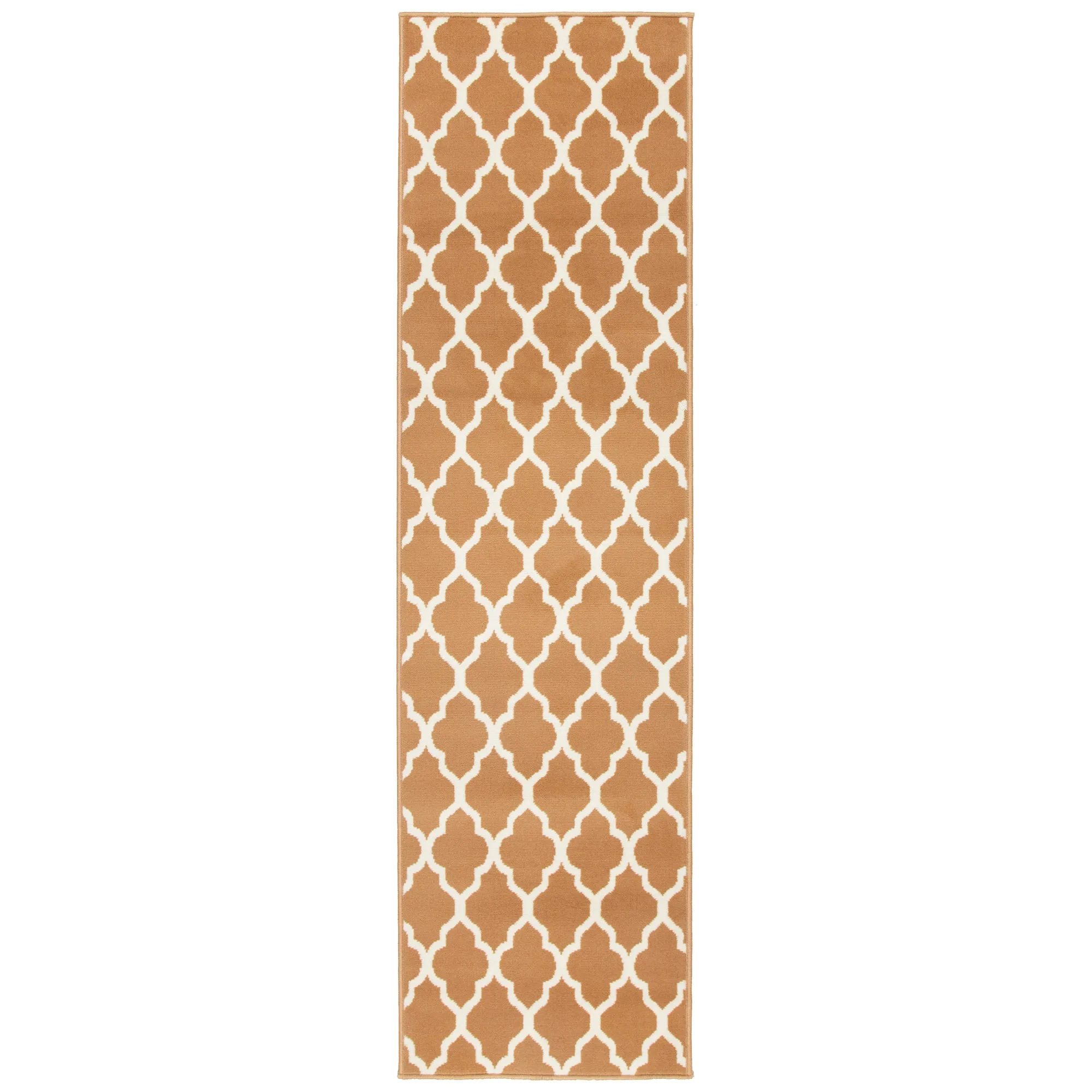 Hard Wearing Hessian Backed Stair Runner Kitchen Mat - Texas Beige Trellis