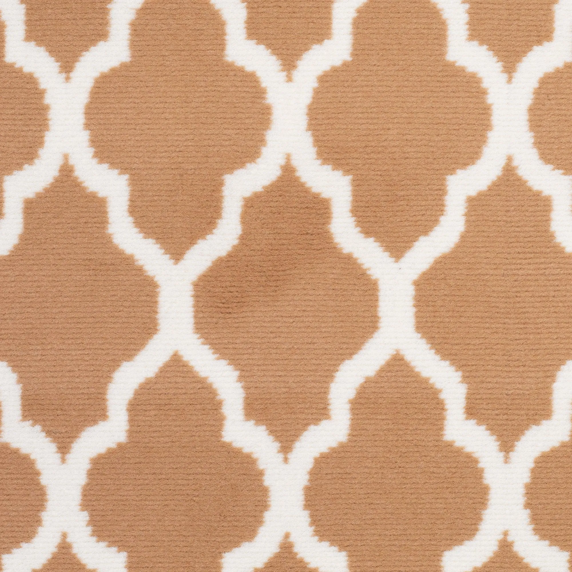 Hard Wearing Hessian Backed Stair Runner Kitchen Mat - Texas Beige Trellis