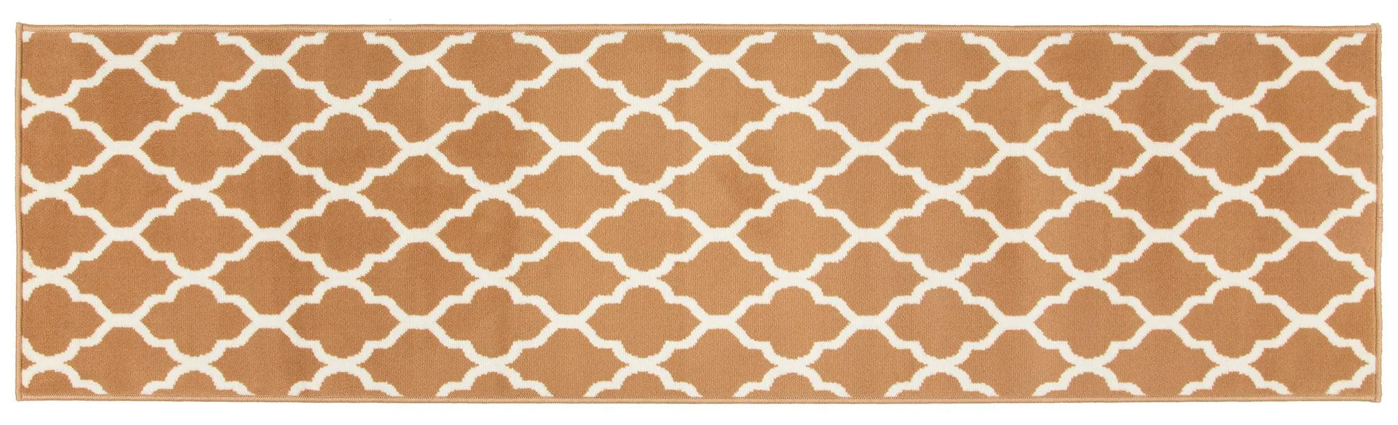 Hard Wearing Hessian Backed Stair Runner Kitchen Mat - Texas Beige Trellis