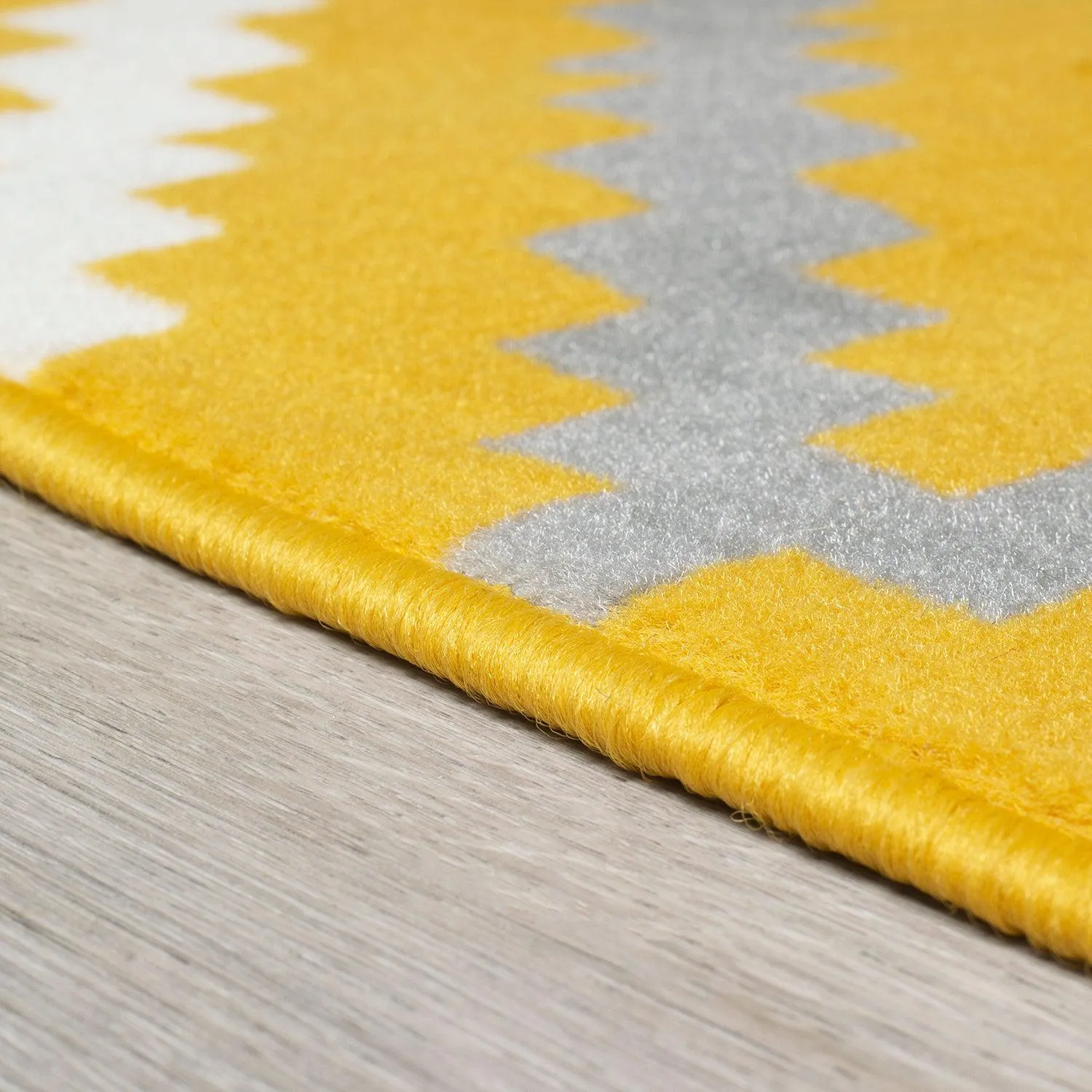 Hard Wearing Hessian Backed Stair Runner Kitchen Mat - Texas Yellow & Grey Geometric Tiles