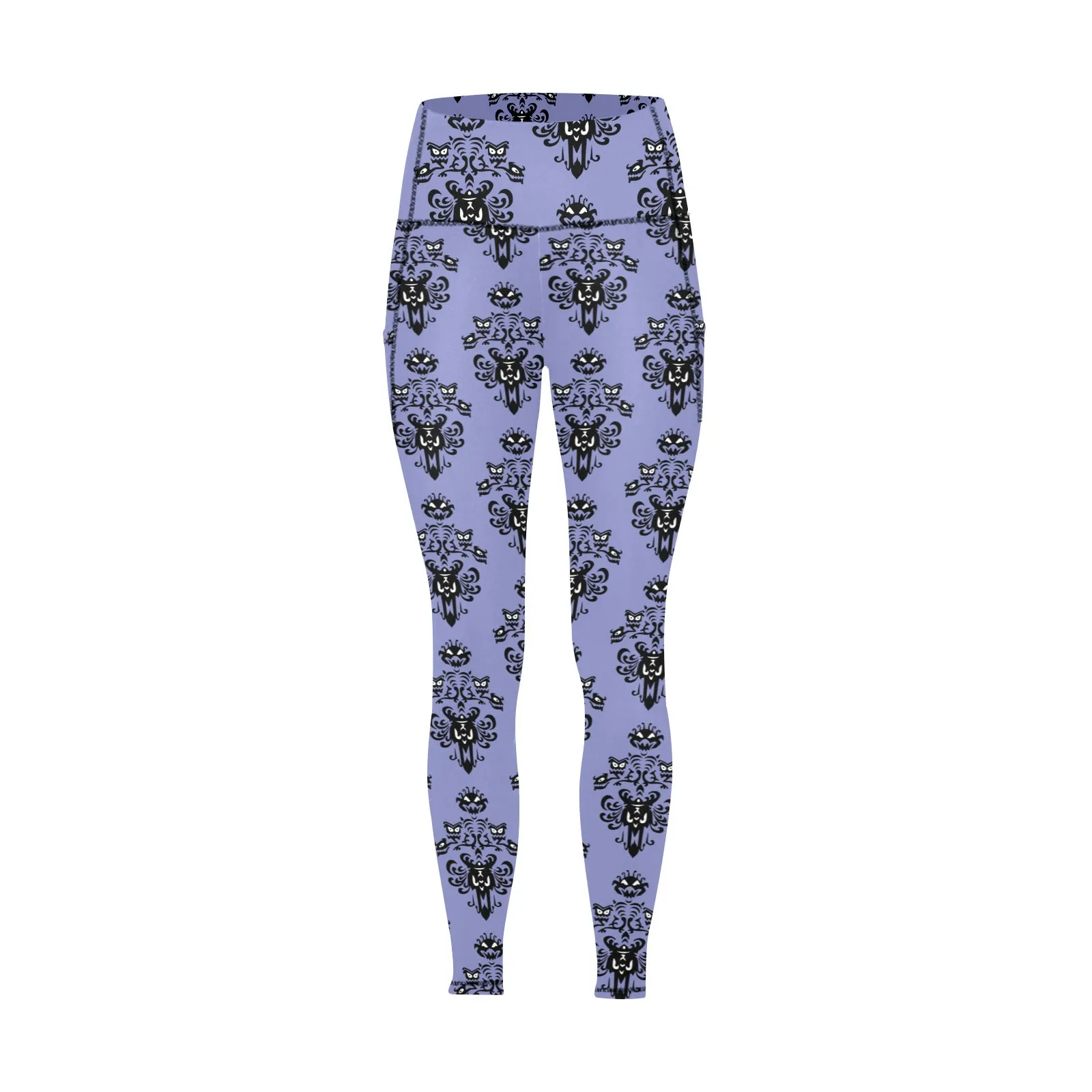 Haunted Mansion Wallpaper Women's Athletic Leggings With Pockets