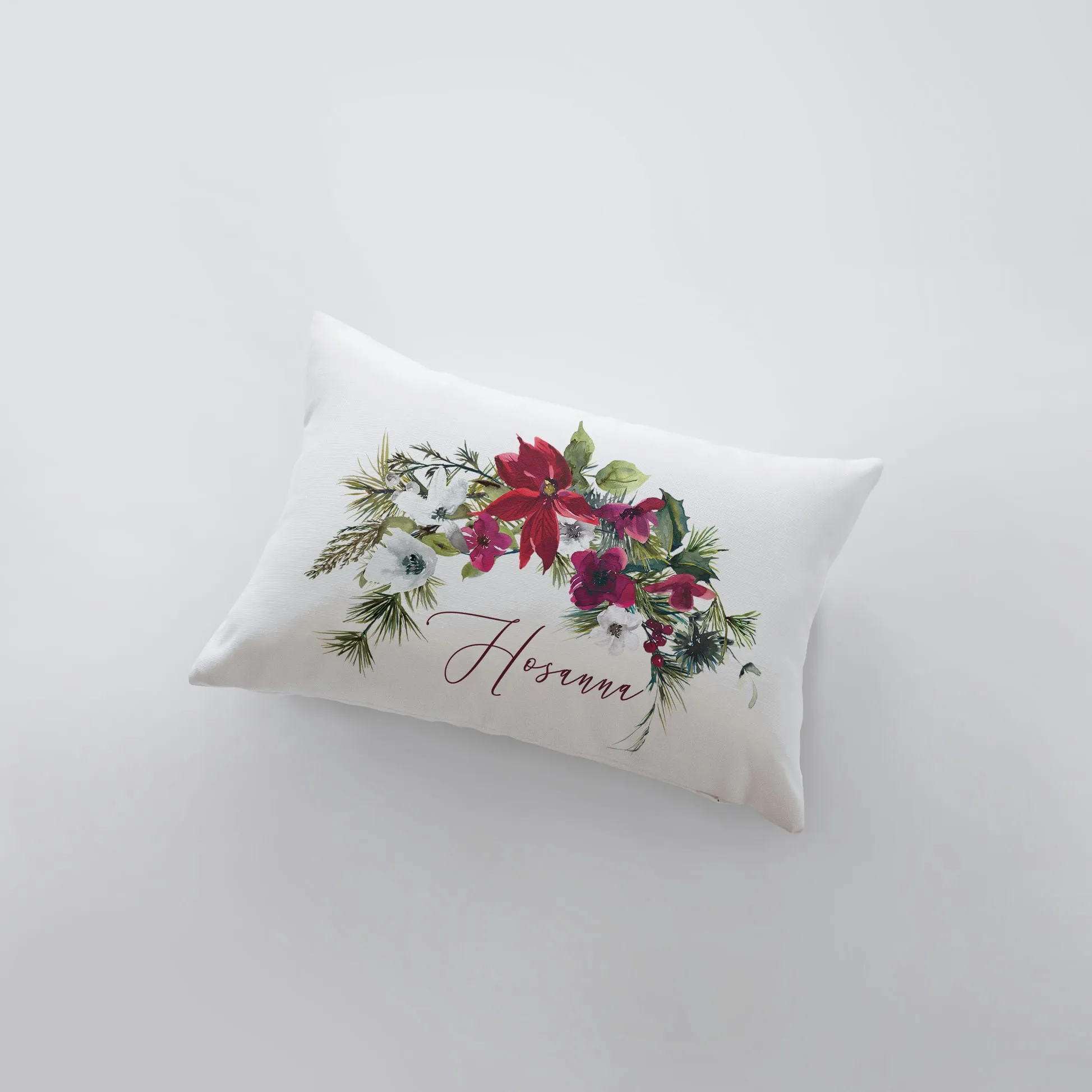 Hosanna Christmas Poinsettia Throw Pillow Cover | Christmas Pillowcase