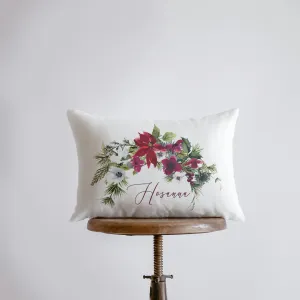 Hosanna Christmas Poinsettia Throw Pillow Cover | Christmas Pillowcase