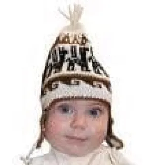 Infant Natural Knit Alpaca Chullo Hat with Ear Flaps