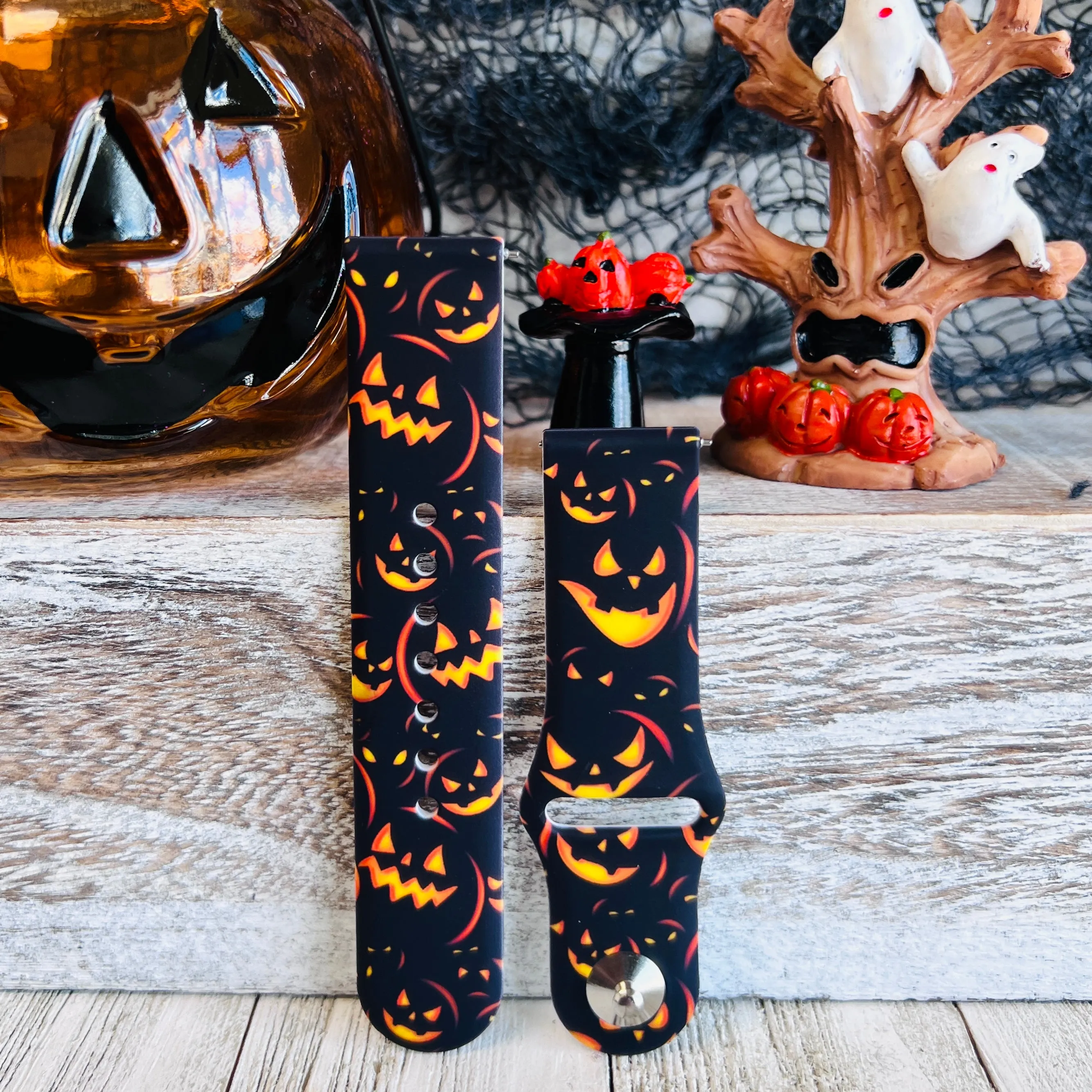 Jack-O-Lantern Print Silicone Band For Fitbit Versa 1/2