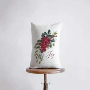 Joy Christmas Poinsettia Throw Pillow Cover | 18x12 | Joy Pillow | Home Decor | Christmas Pillowcases | Christmas tree | Christmas Gifts