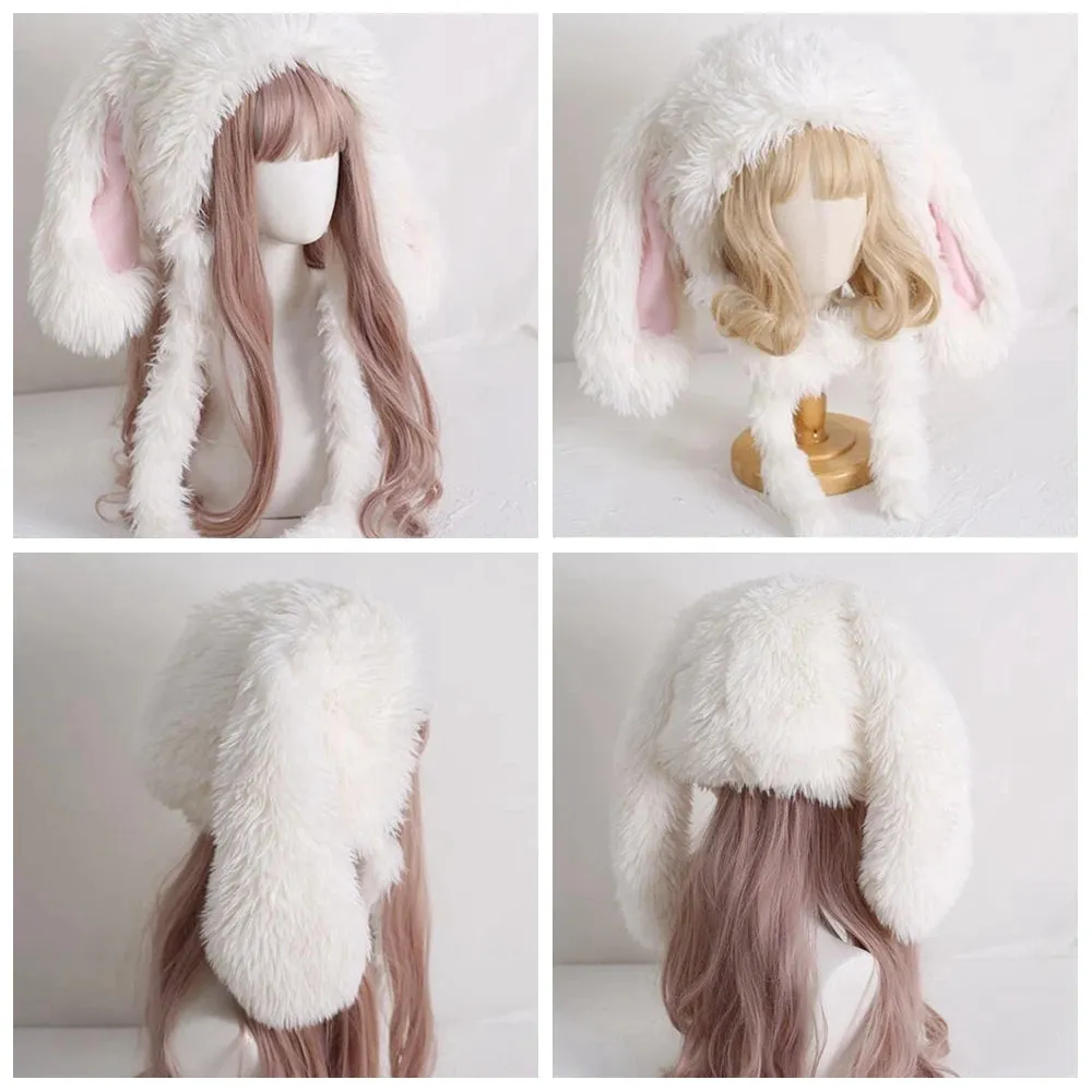 Kawaii Loppy Bunny Plush Fluffy Ear Wooly Winter Hat