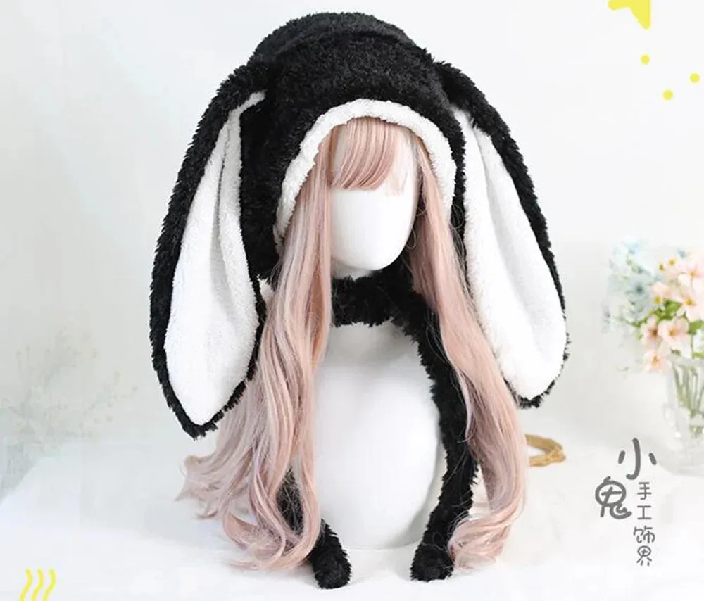 Kawaii Loppy Bunny Plush Fluffy Ear Wooly Winter Hat