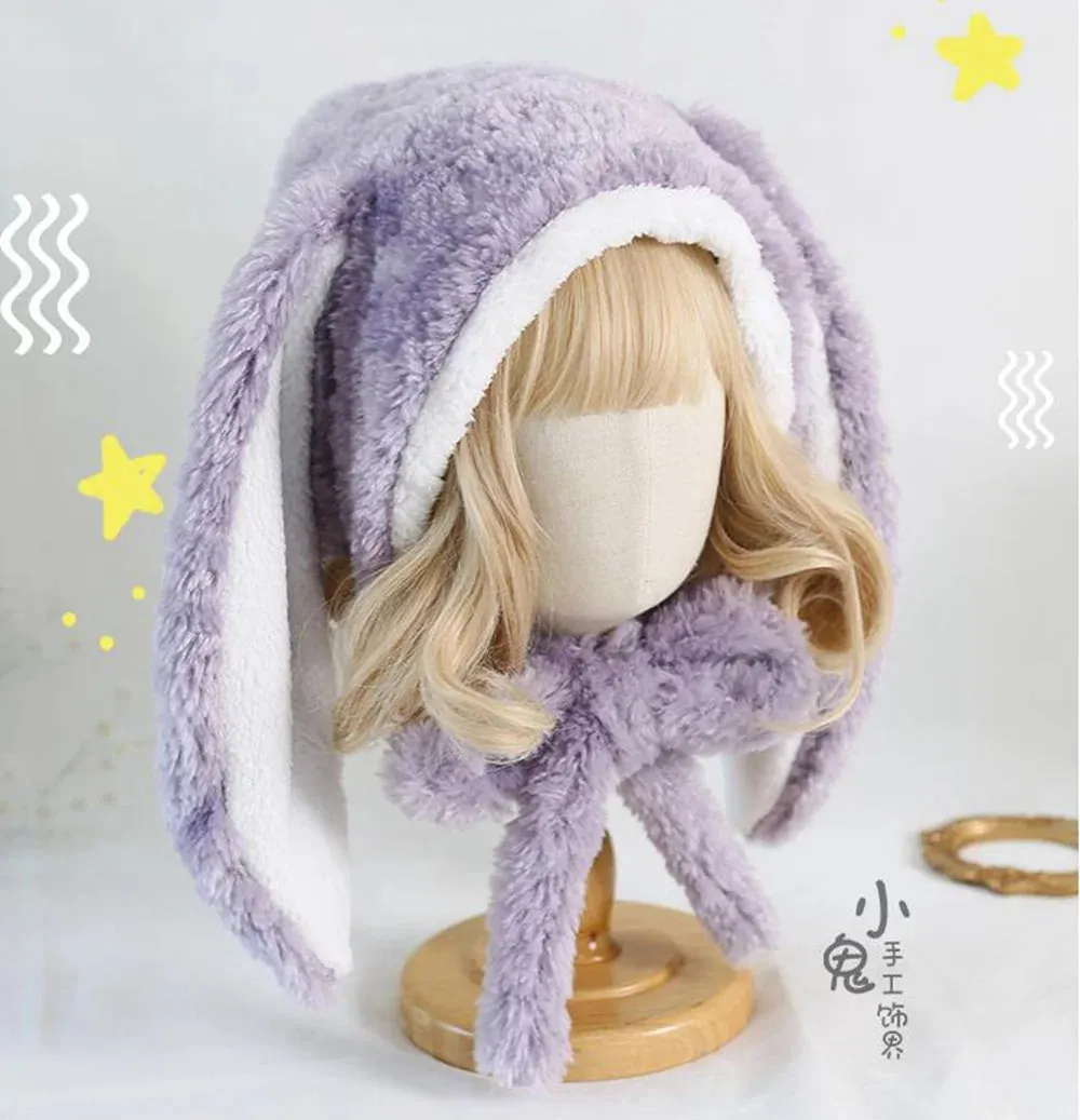 Kawaii Loppy Bunny Plush Fluffy Ear Wooly Winter Hat