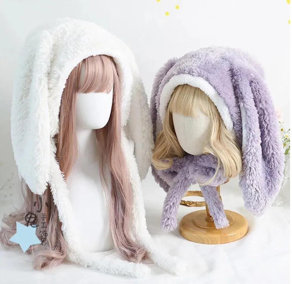 Kawaii Loppy Bunny Plush Fluffy Ear Wooly Winter Hat