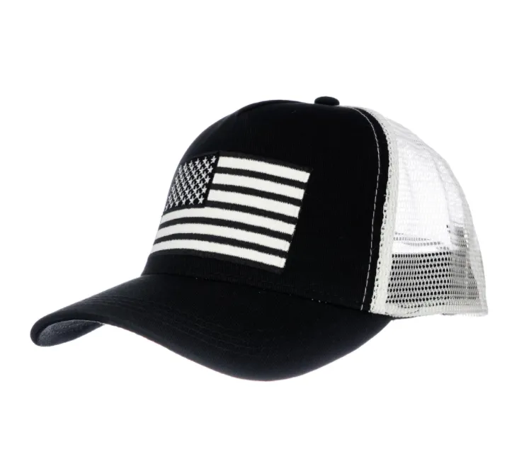 Knuckleheads - Boys USA Flag Trucker Hat in Black and White (12-24mo)